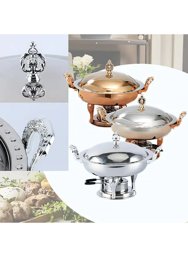 Rose Silvery Stainless Steel Buffet Hot Pot Food Warmer With Tray Stand Lid - Image 1